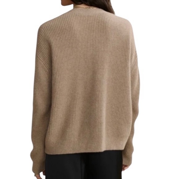 Jenni Kayne Boyfriend Alpaca Wool Blend V-Neck Button-Up Cardigan Sweater - Picture 2 of 6